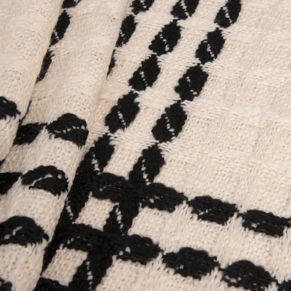 Ivory Black Check Coating Fabric 201