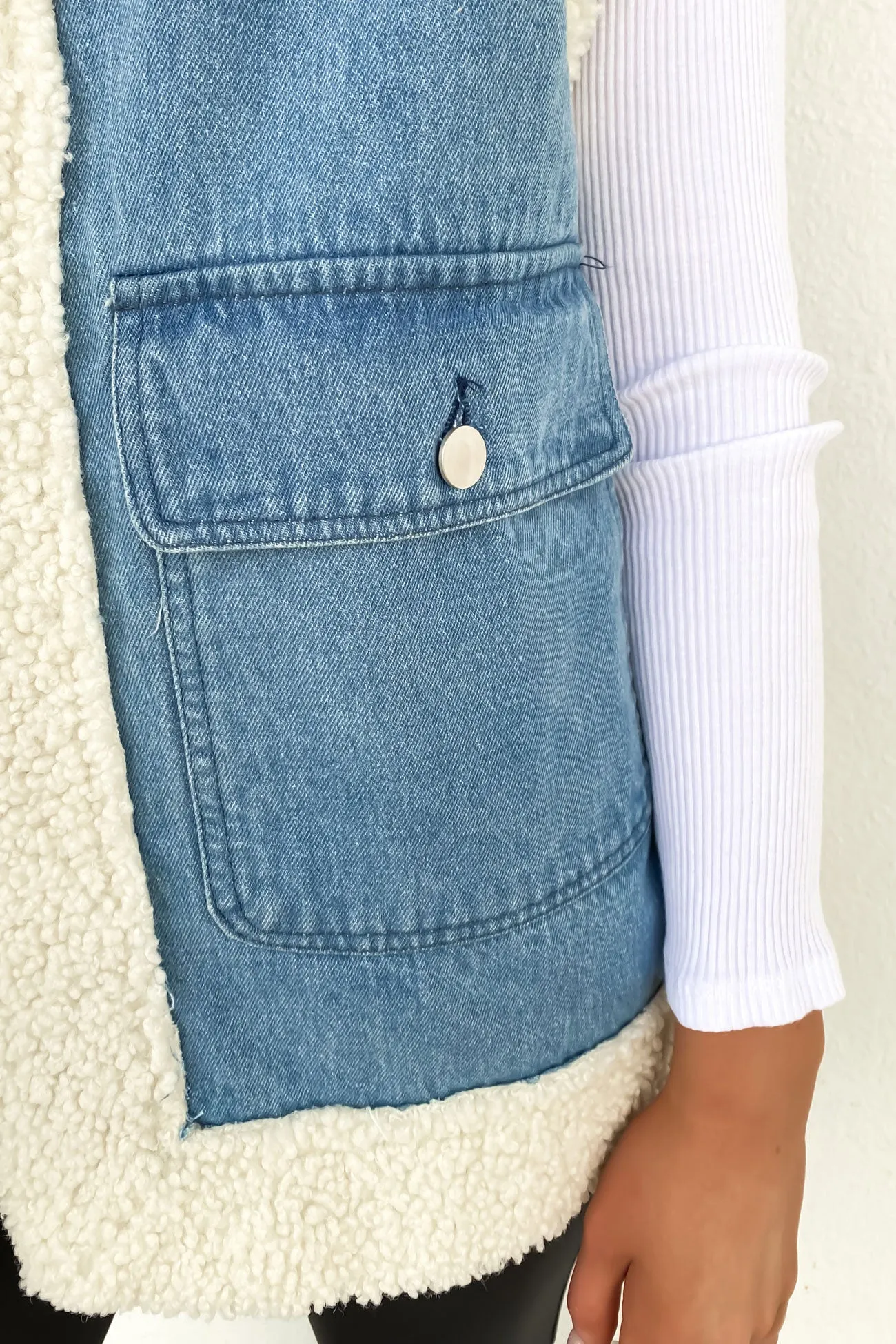 Izzy Denim Sherpa Vest Blue