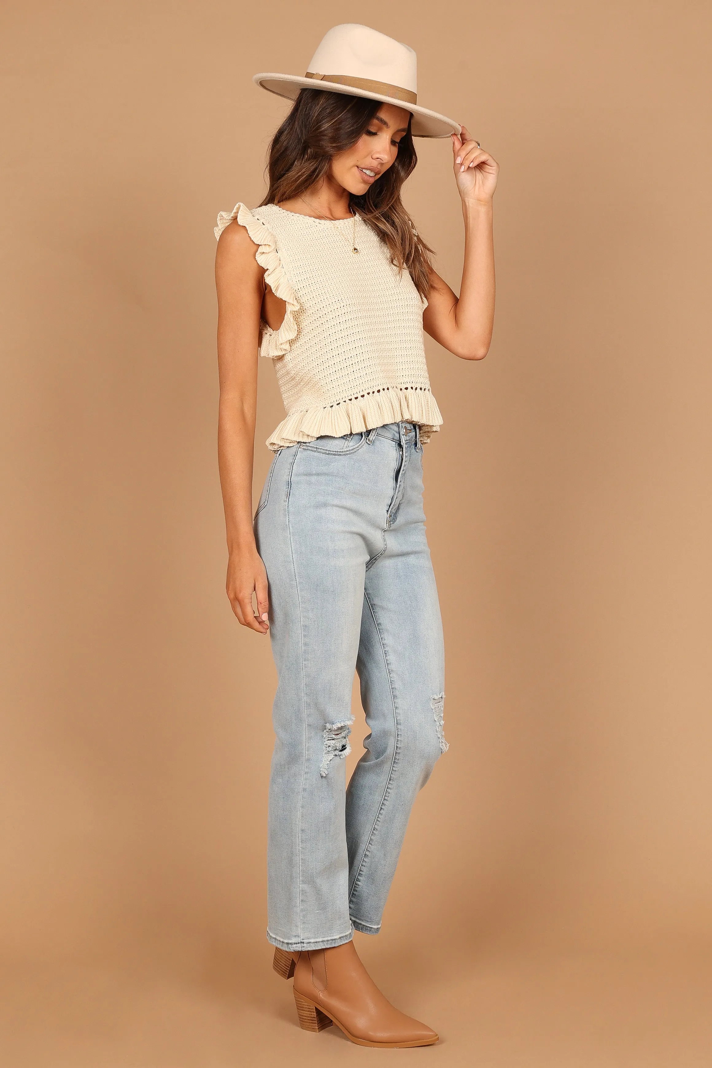 Katia Frill Knitted Top - Cream