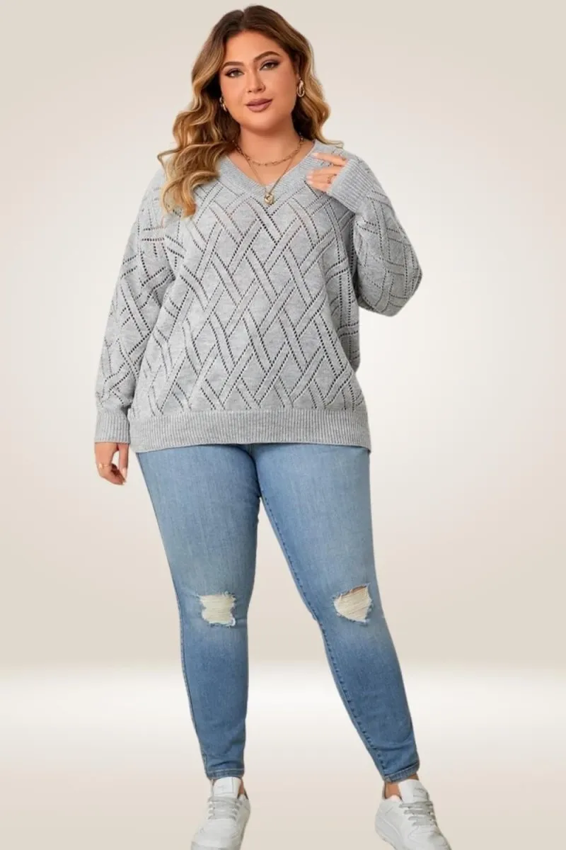 Knitted Gray Plus Size Sweater