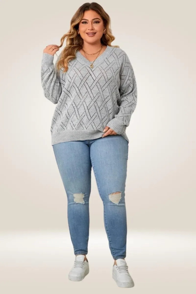 Knitted Gray Plus Size Sweater