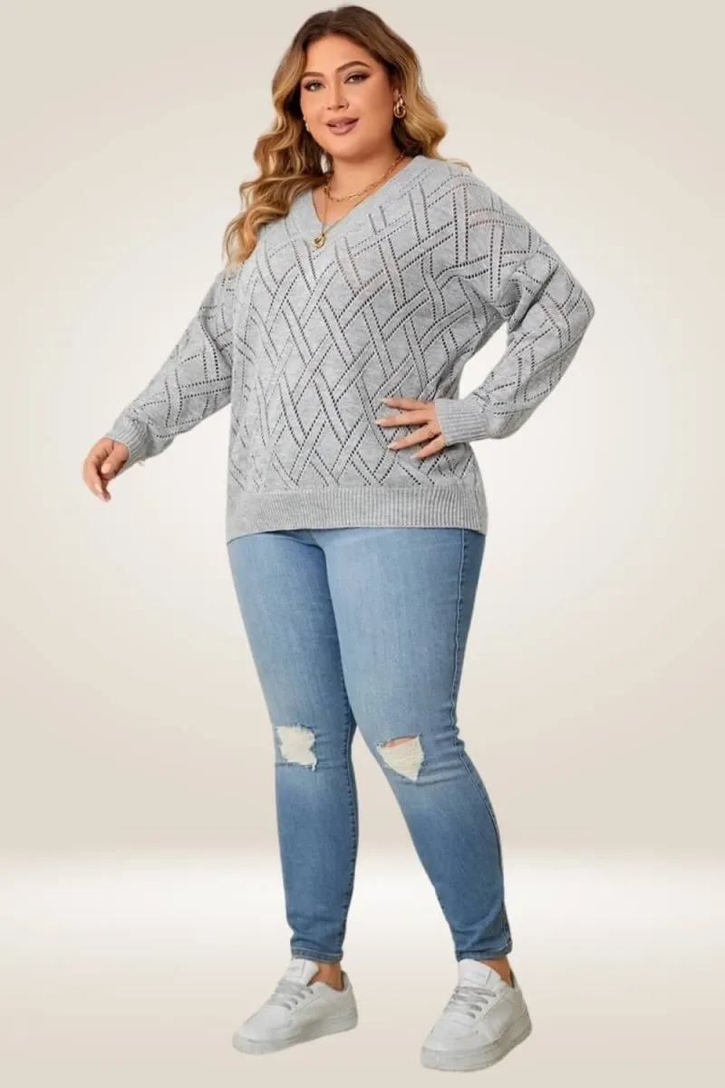 Knitted Gray Plus Size Sweater