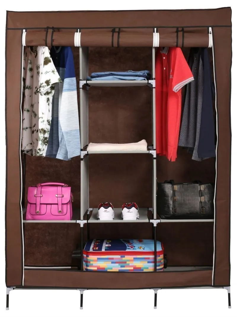 KriShyam® 6 2 Layer Kids Wardrobe Portable Fabric Collapsible Foldable for Kids Clothes Closet Wardrobe Storage Rack Organizer Cabinet Cupboard Almirah