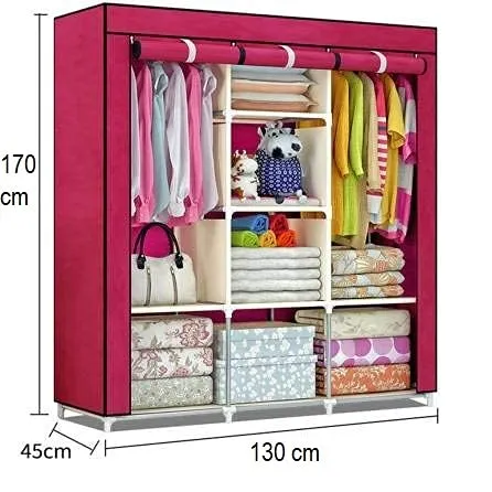 KriShyam® 6 2 Layer Kids Wardrobe Portable Fabric Collapsible Foldable for Kids Clothes Closet Wardrobe Storage Rack Organizer Cabinet Cupboard Almirah