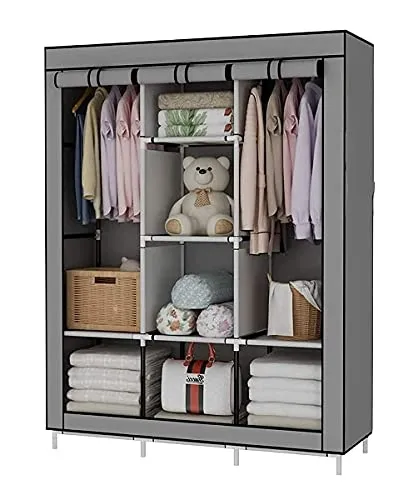 KriShyam® 6 2 Layer Kids Wardrobe Portable Fabric Collapsible Foldable for Kids Clothes Closet Wardrobe Storage Rack Organizer Cabinet Cupboard Almirah