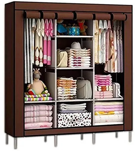 KriShyam® 6 2 Layer Kids Wardrobe Portable Fabric Collapsible Foldable for Kids Clothes Closet Wardrobe Storage Rack Organizer Cabinet Cupboard Almirah