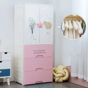 KriShyam ®Wardrobe Plastic Organizer for Clothes/Toys Bedroom Playroom for Kids Room PP Collapsible Wardrobe DIY(Do-It-Yourself)