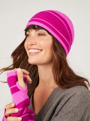 Lake Grape Stripe Cashmere Beanie Hat