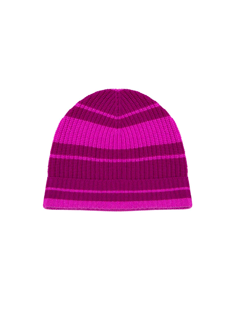 Lake Grape Stripe Cashmere Beanie Hat