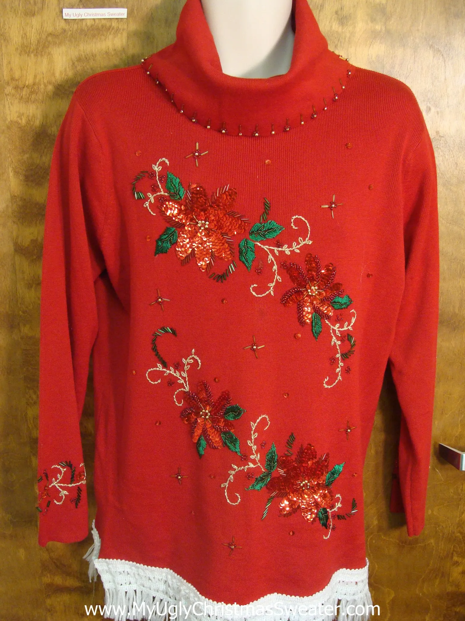 Large Poinsettias Christmas Sweater