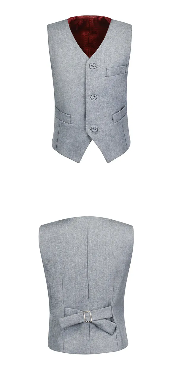 Light Gray 3 Buttons Boys Girls Fully Lined Formal Suit Vest