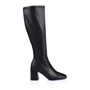 Linden Knee High Boots - Black Smooth