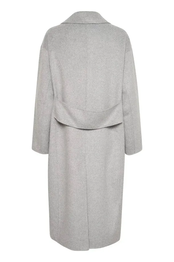 Lorel Light Grey Melange Wool Mix Coat