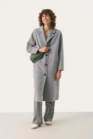 Lorel Light Grey Melange Wool Mix Coat