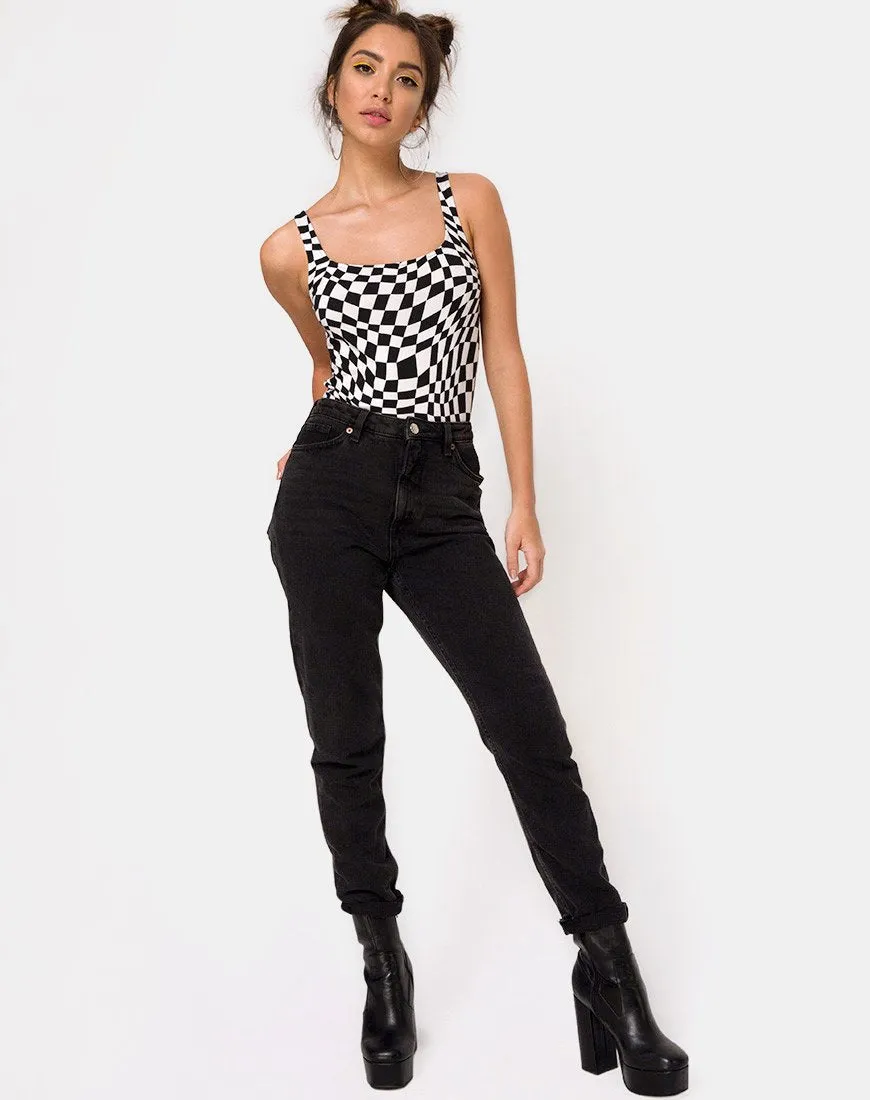 Maes Bodice in Square Flag Black and White