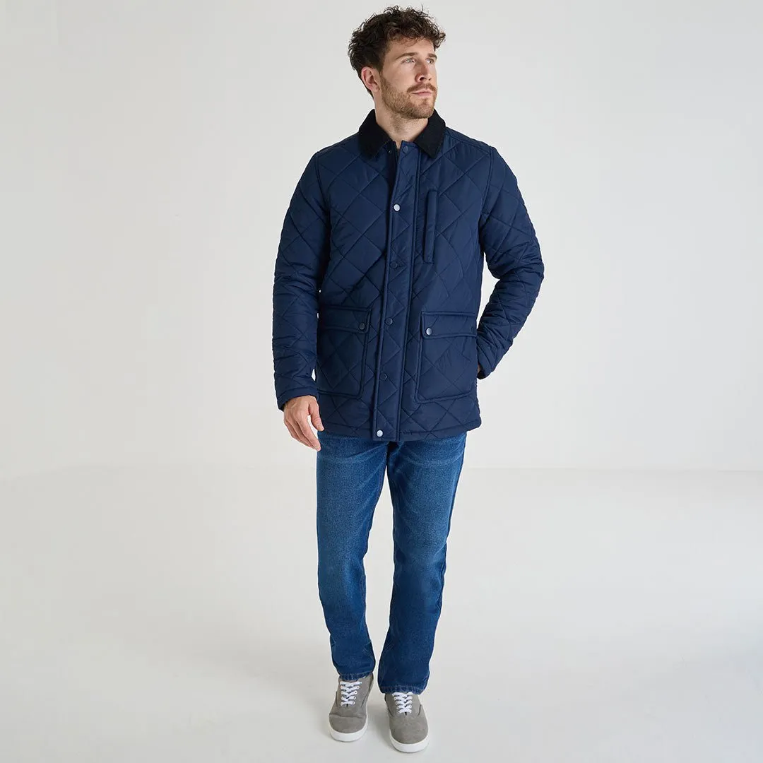 Mens Navy Quilted Coat