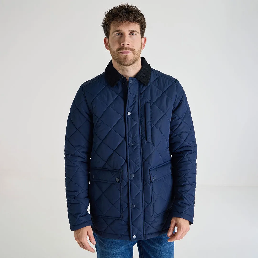 Mens Navy Quilted Coat