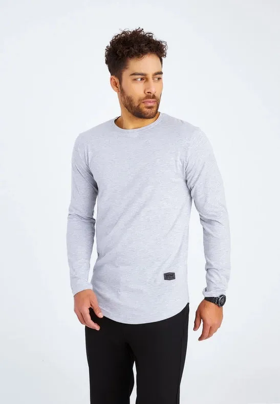 Men's V-Neck Longsleeve Grey melange