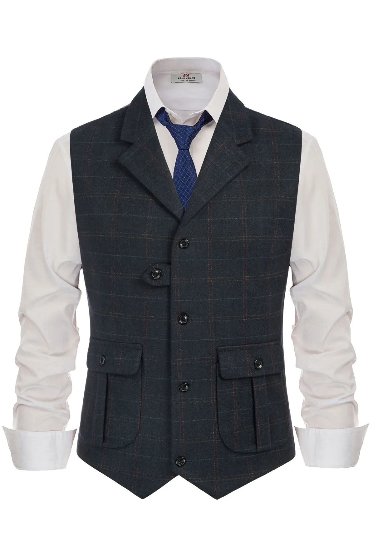 Mens Western Herringbone Suit Vest Tweed Wool Blend Slim Fit Casual Waistcoat