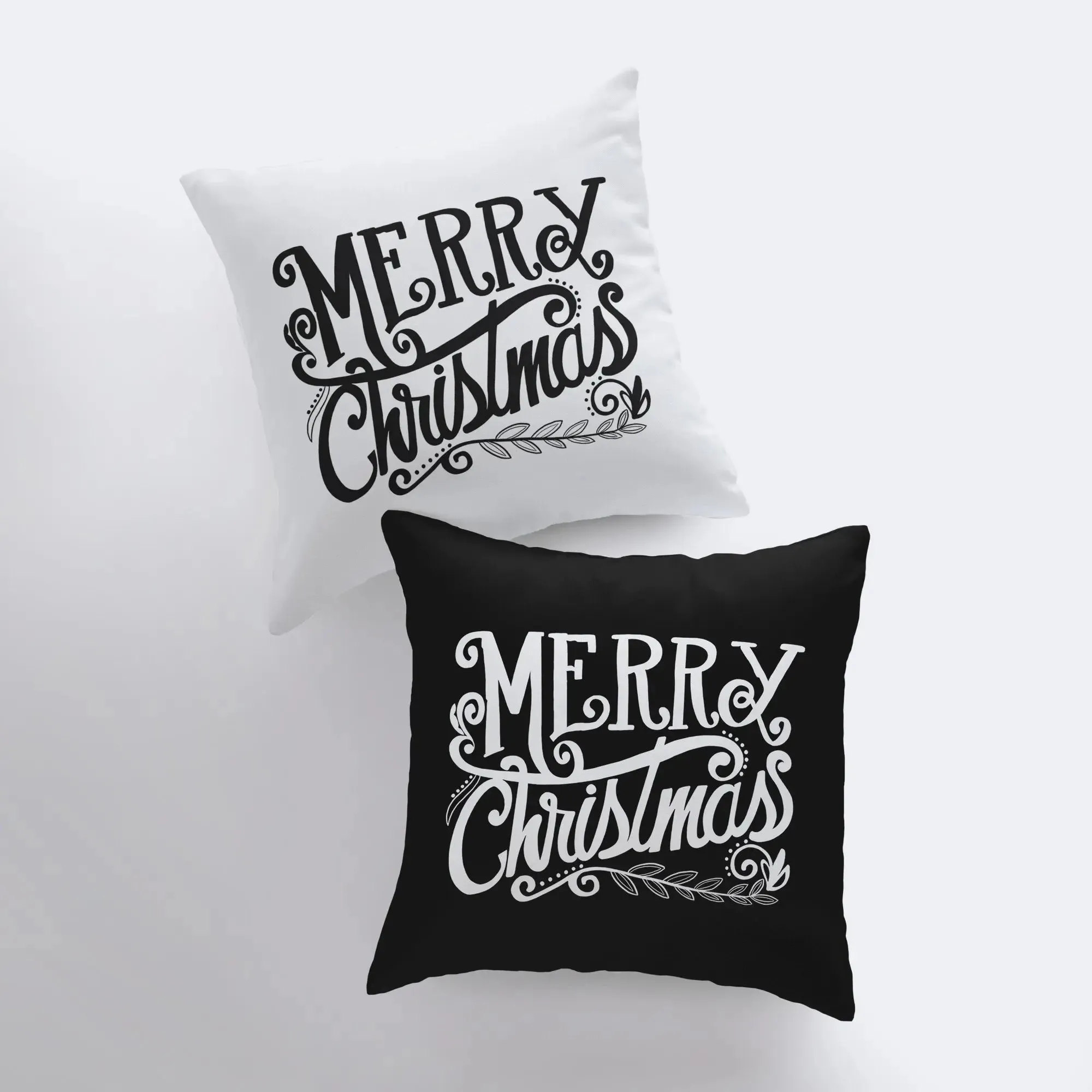 Merry Christmas | Black and White | Throw Pillow | Christmas Pillow | Home Decor | Christmas Pillowcases | Christmas tree | Christmas Gifts