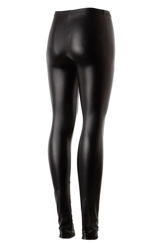 Mid rise pull-on faux leather leggings in S-L