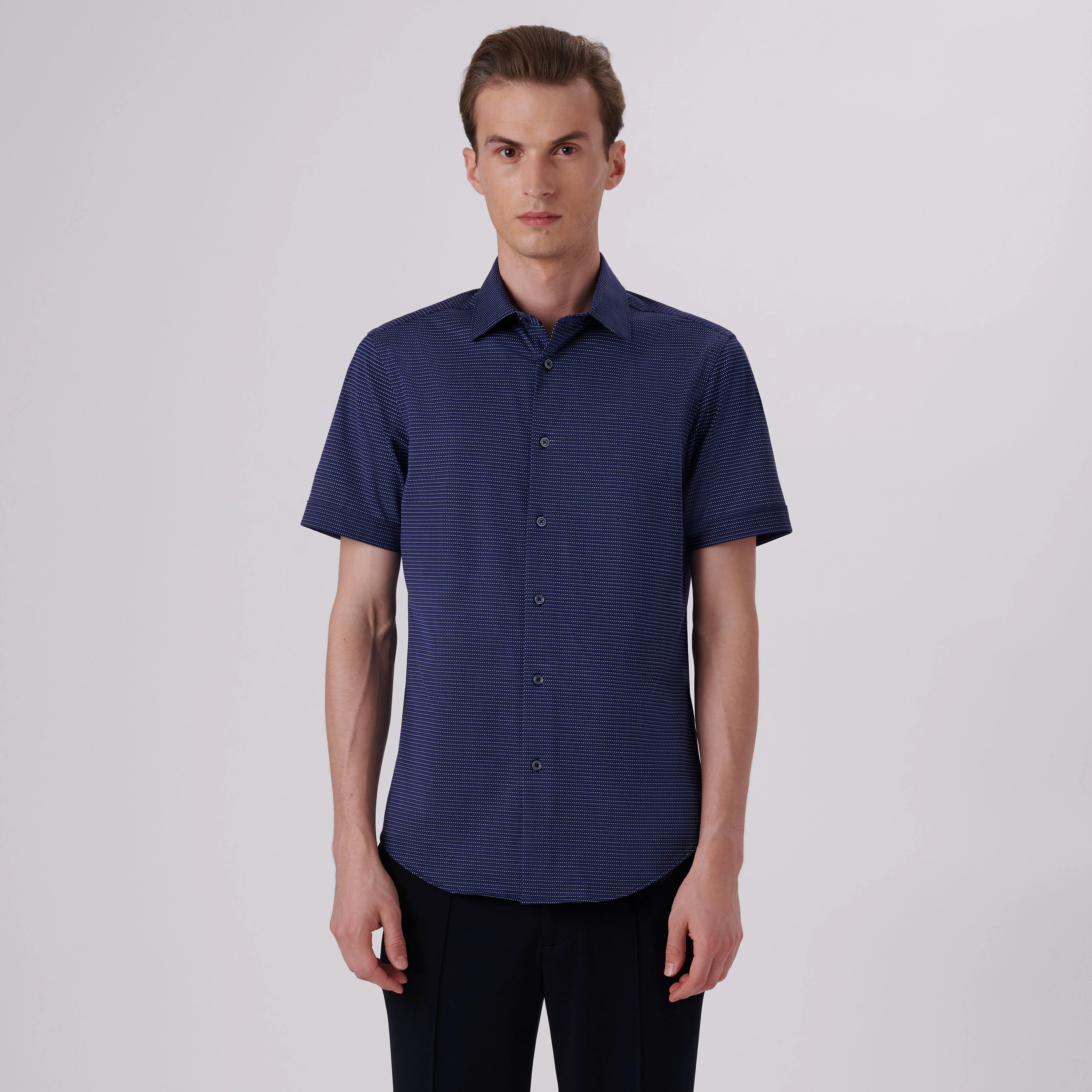 Miles Chalk Stripe Print OoohCotton Short Sleeve Shirt