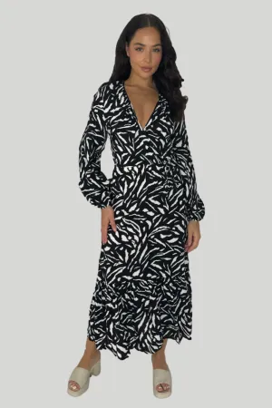 Monochrome Tie Up Long Dress