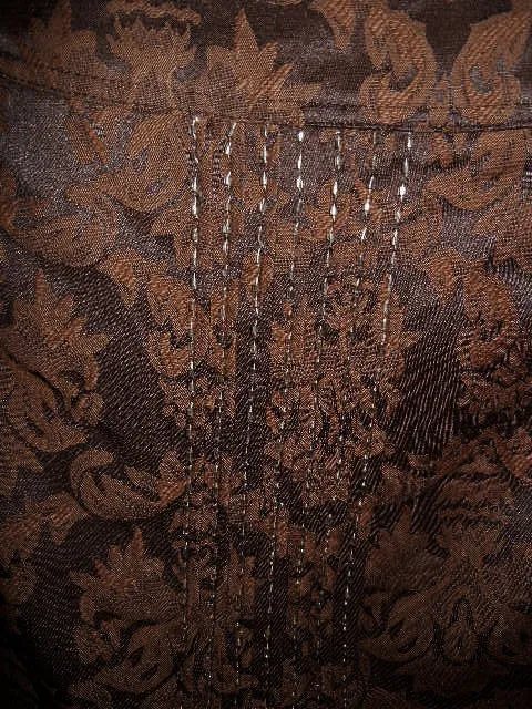 *NEW - FROM MY OWN PERSONAL COLLECTION -  BEAUTIFUL EDWARDIAN-LOOK LACE, SATIN BEADED BROCADE JACKET IN BITTERSWEET CHOCOLATE - LARGE