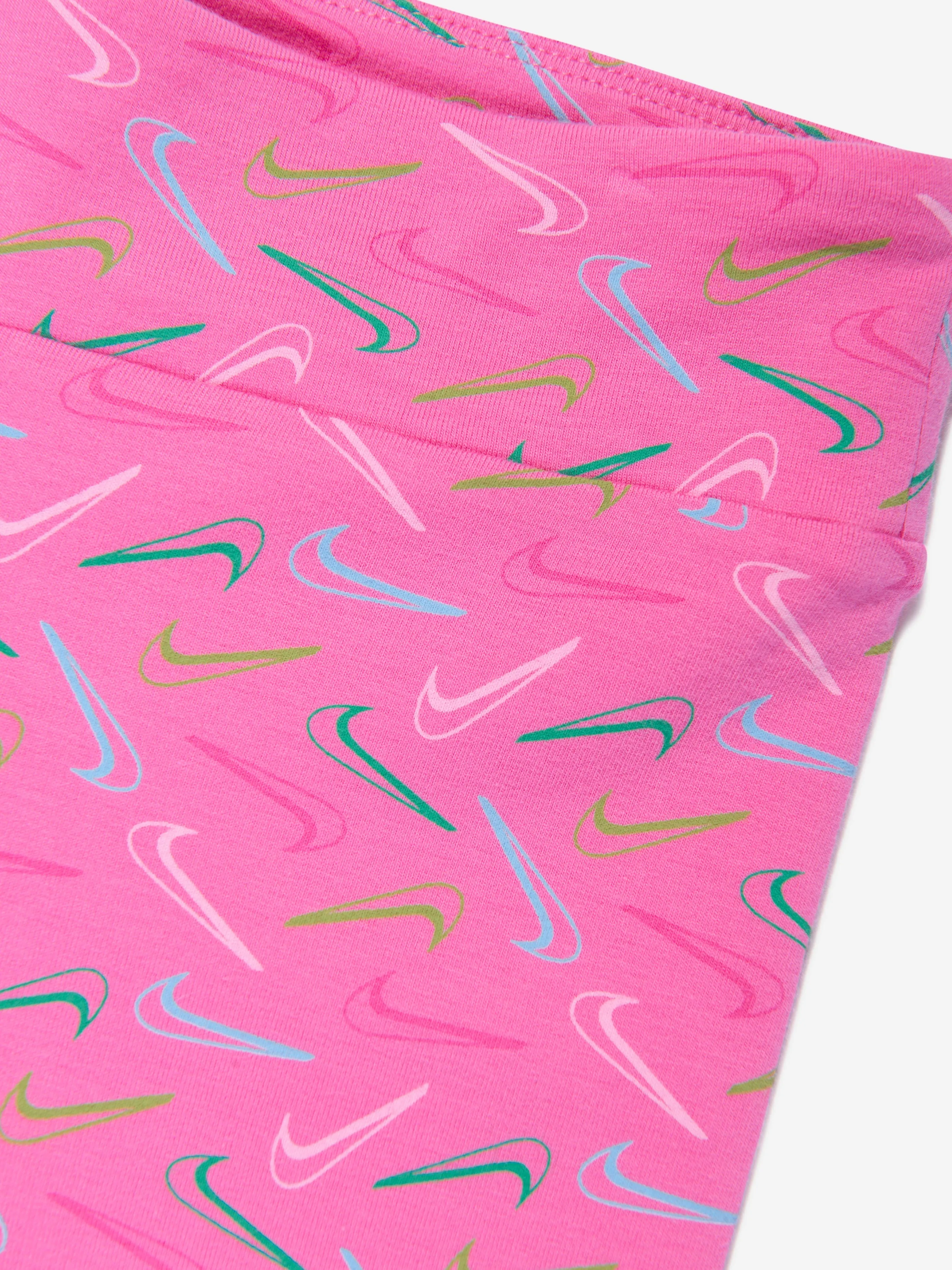 Nike Girls Swoosh Logo Leggings in Pink