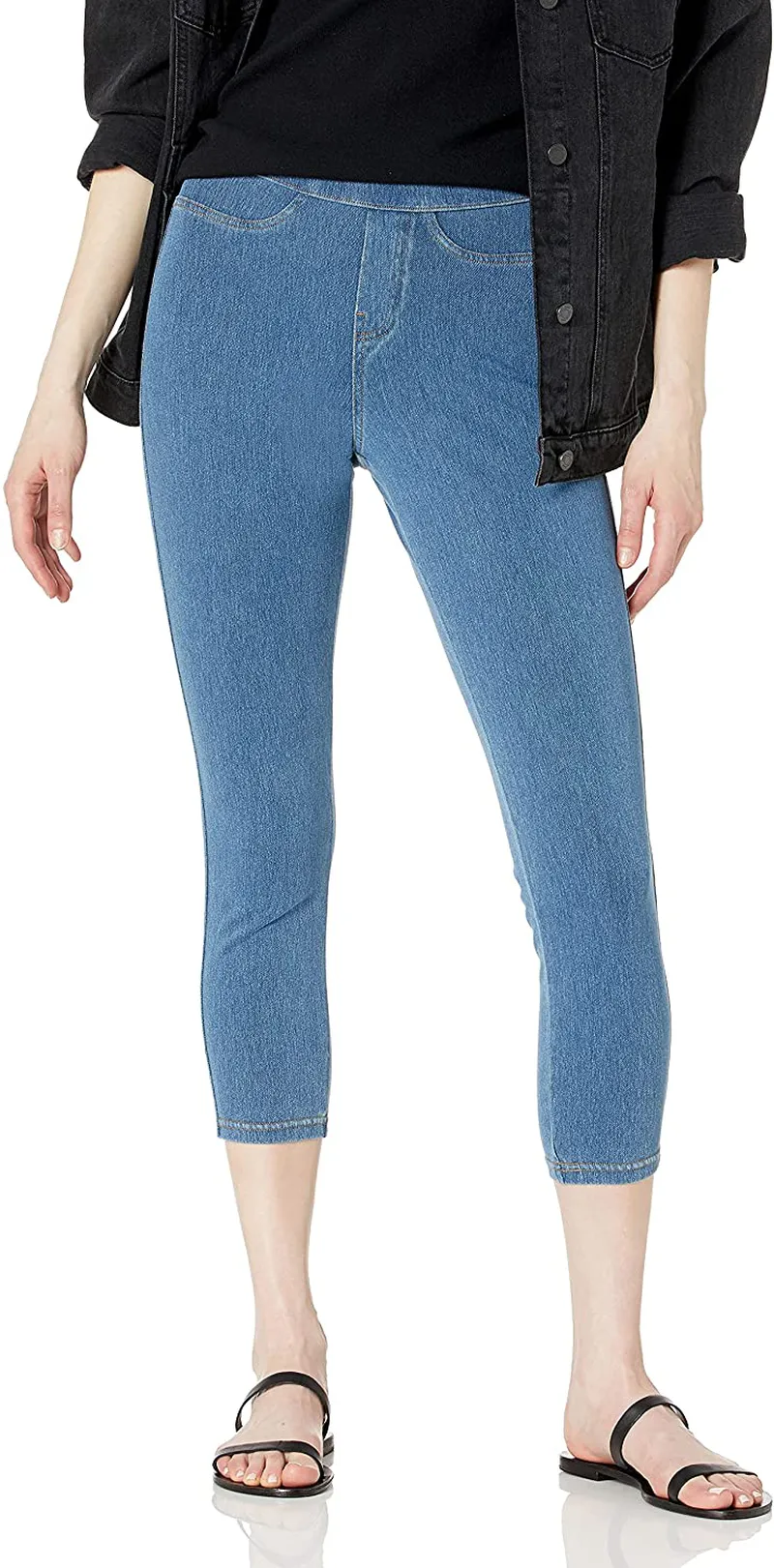 No Nonsense Women's Classic Denim Capri Leggings with Pockets