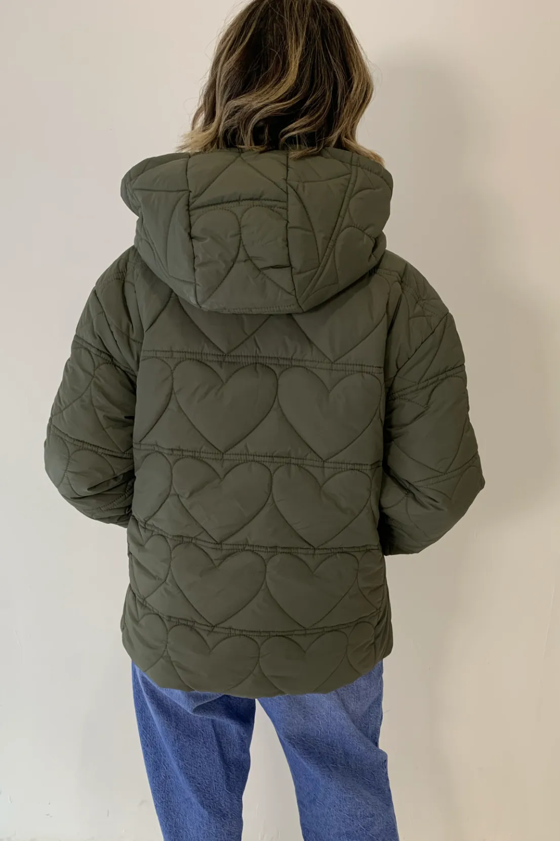 O&F Heart Quilted Coat