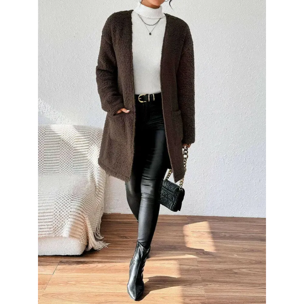 Open Front Long Sleeve Winter Coat for Timeless Luxury Fashion for Women