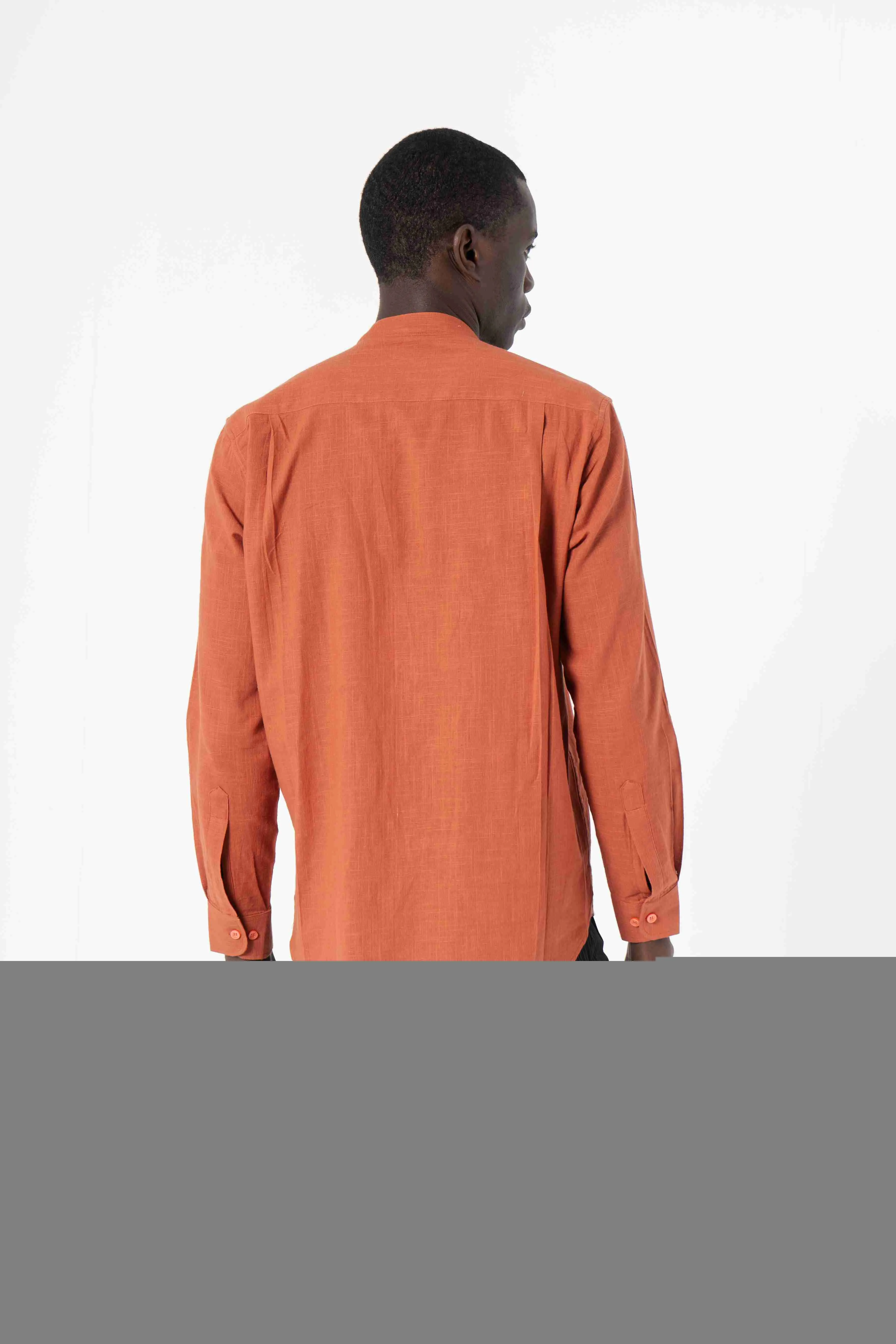 Orange Solid Print Full Sleeve Shirt