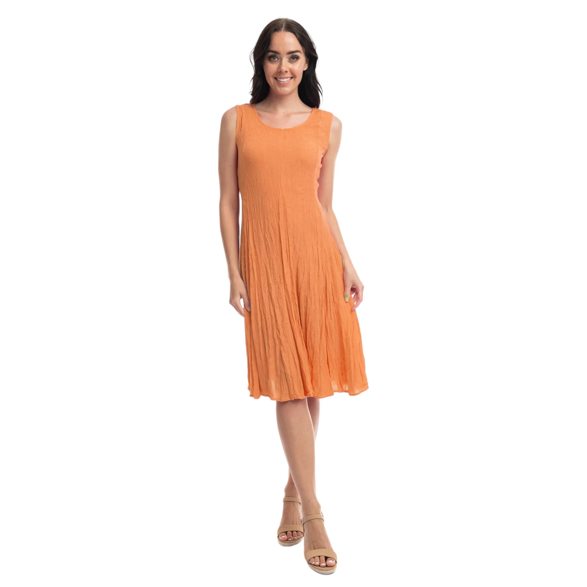 Orientique Godet Sleeveless Dress Coral