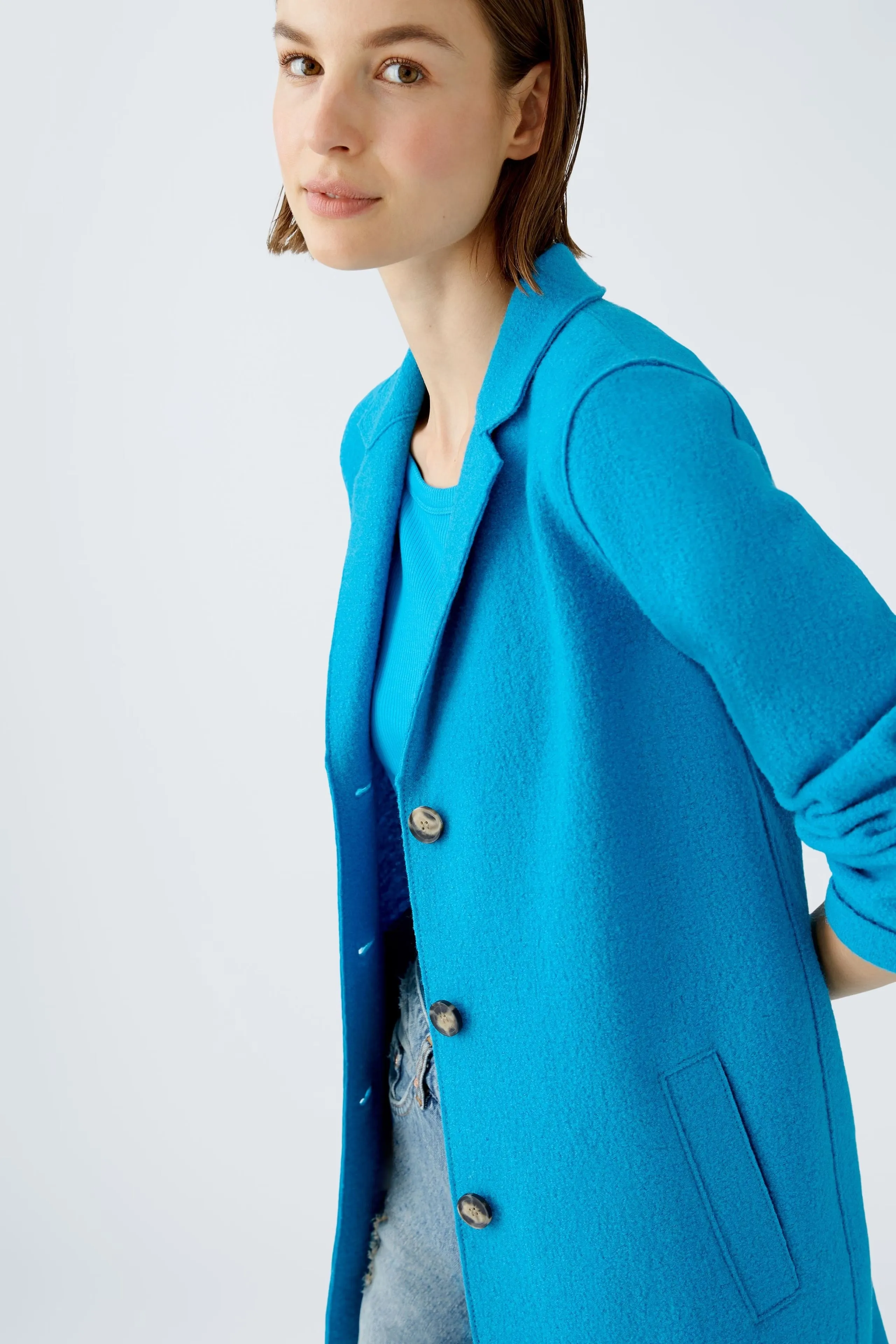 Oui Mayson Wool Coat Ocean Bay