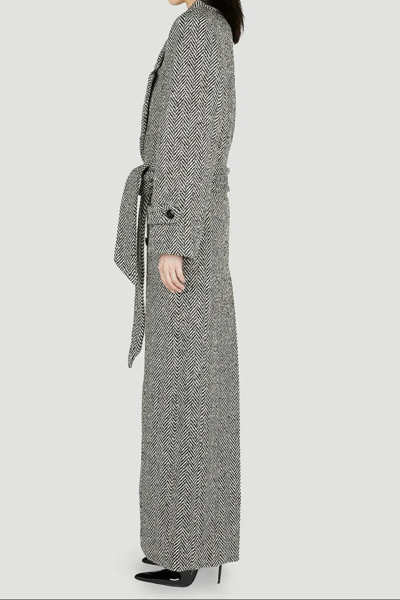 Oversized Coat in Chevron Wool