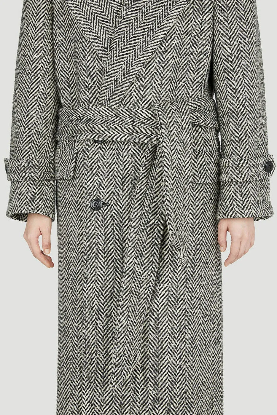 Oversized Coat in Chevron Wool