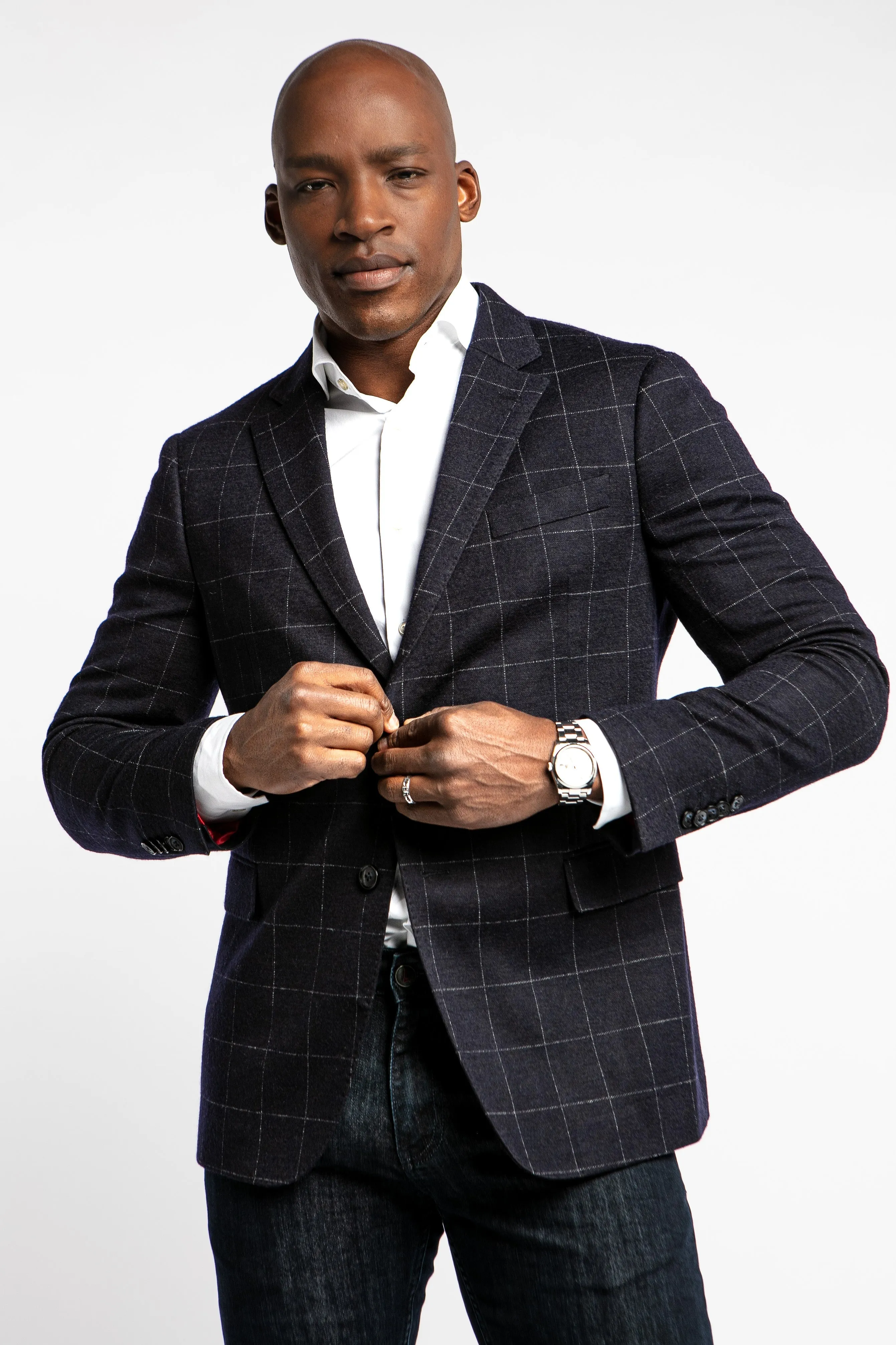 Owens Navy Windowpane Sport Coat