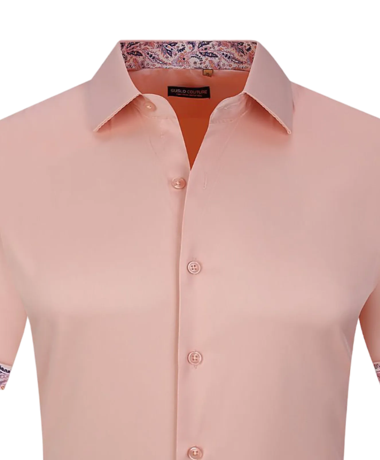 Peach men's short sleeves shirts fancy design on the sleeves