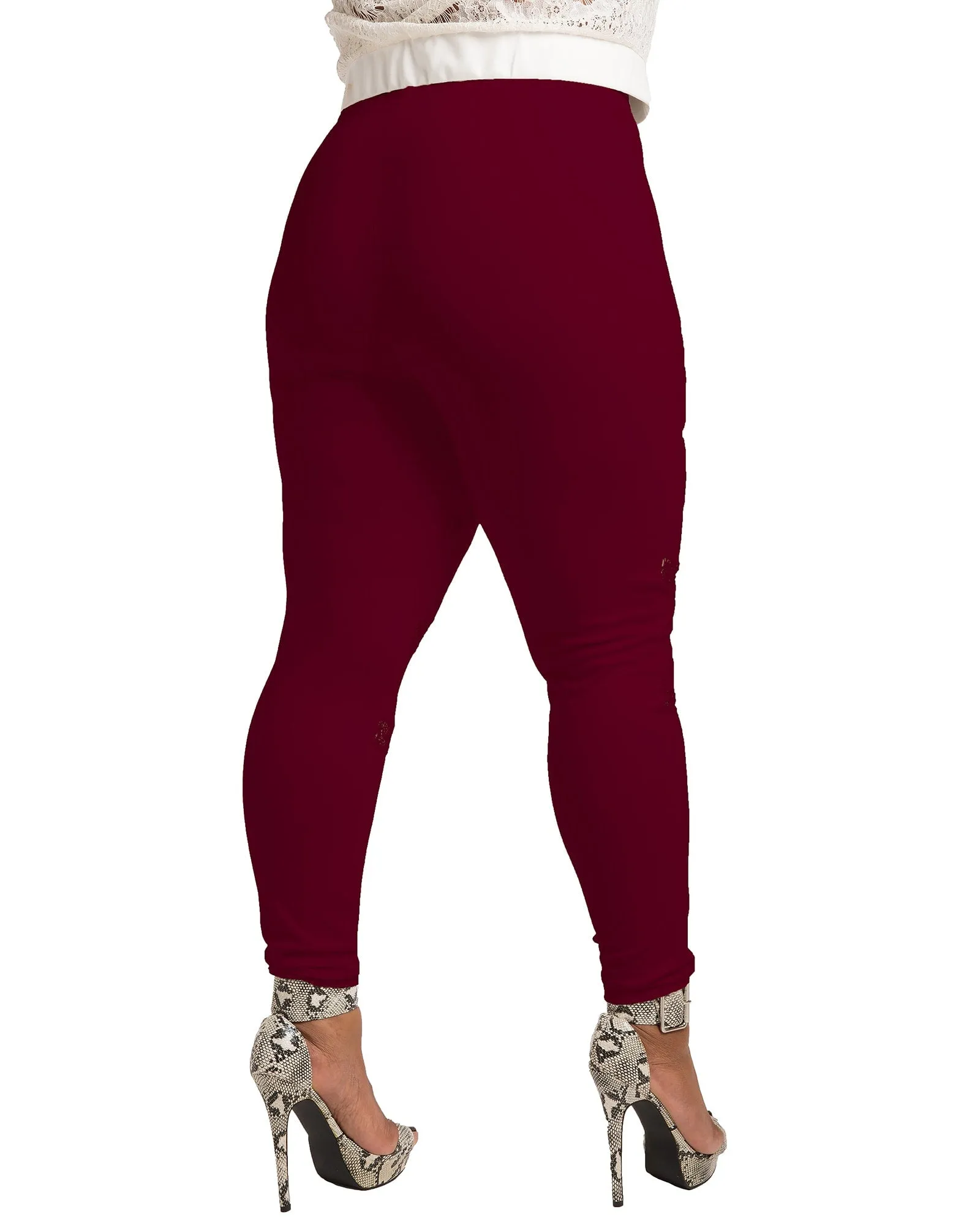 Peekaboo Lace Ponte Legging | Burgundy