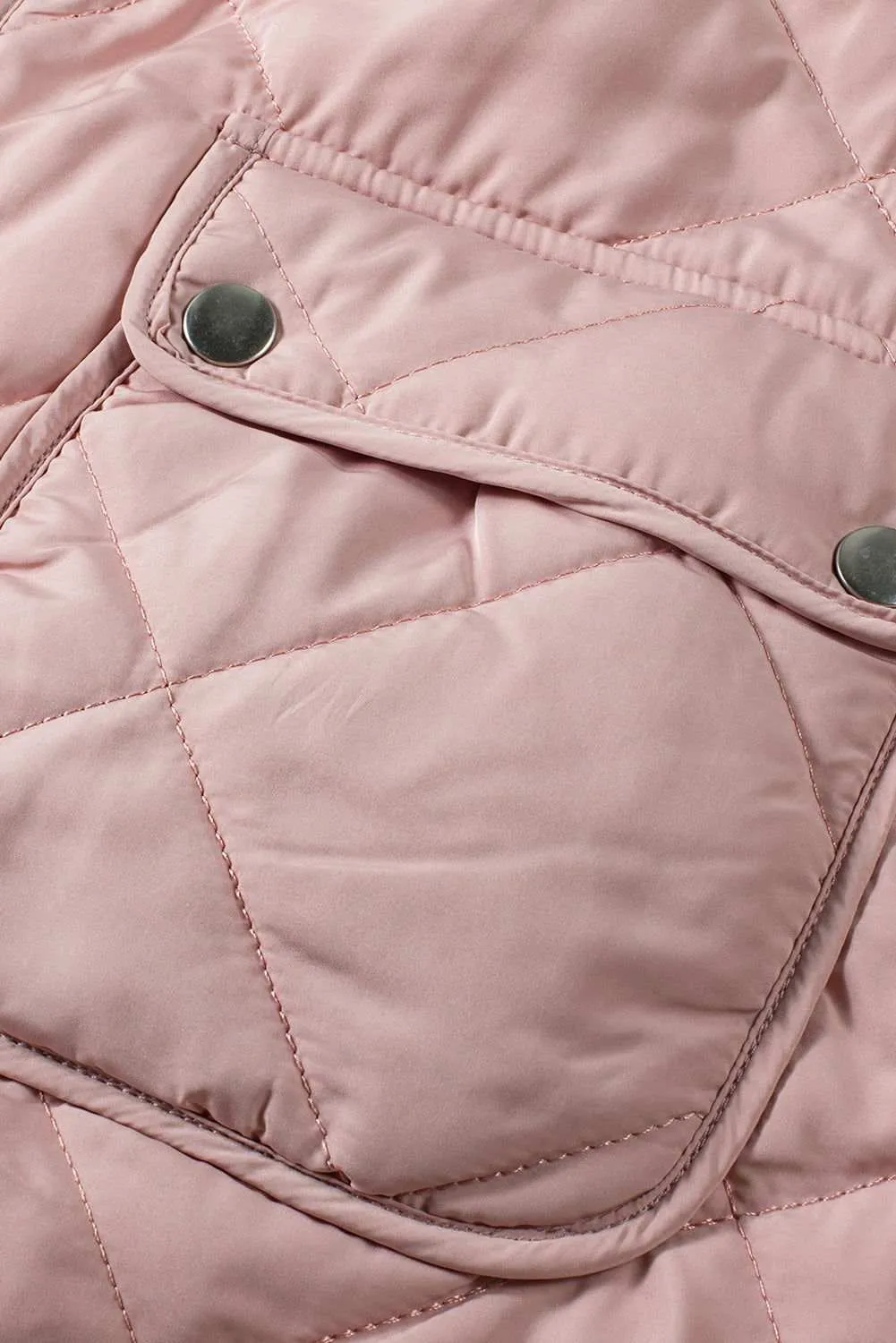 Pink Zip Up Fleece Lined Quilted Vest Coat - Warm and Stylish