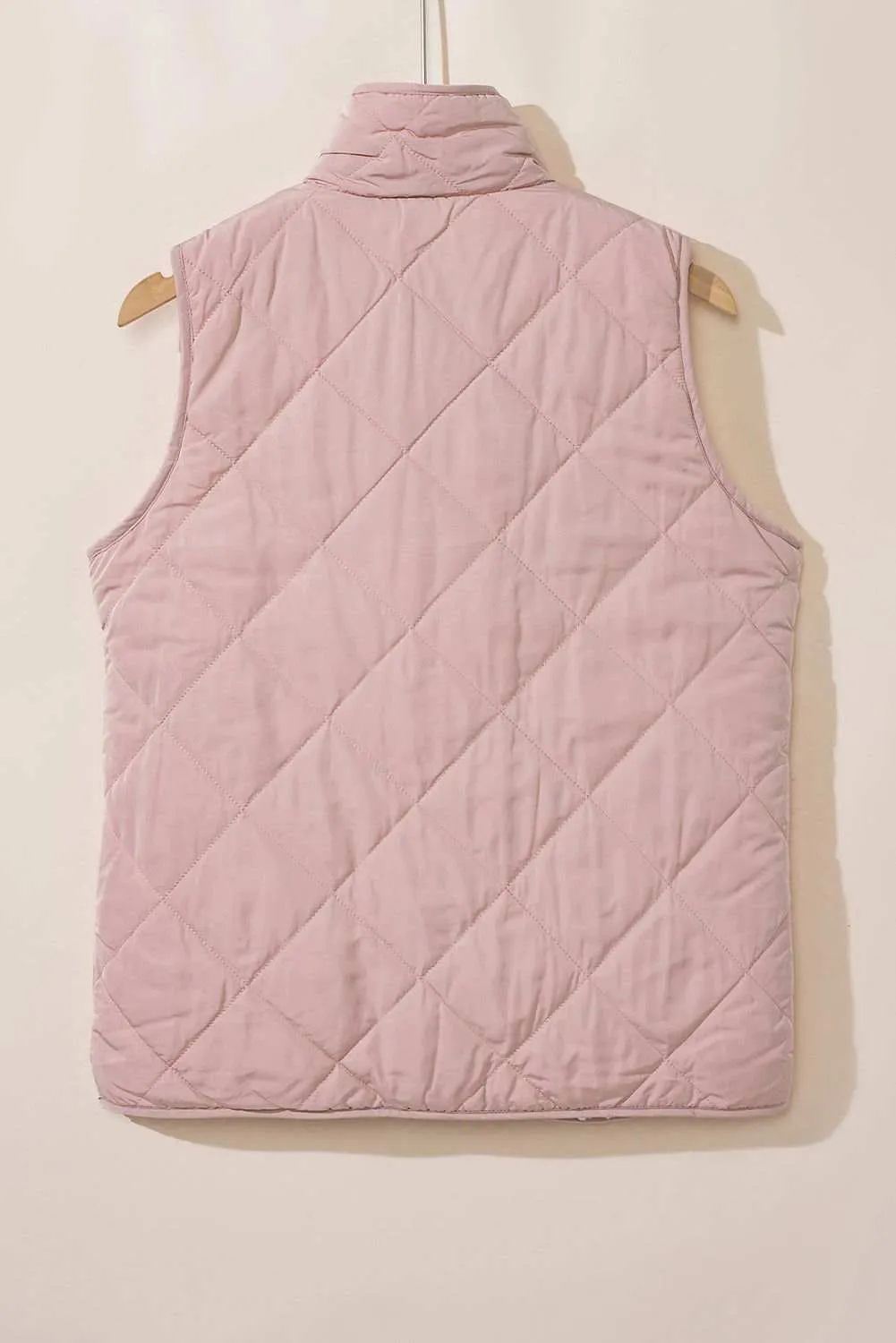 Pink Zip Up Fleece Lined Quilted Vest Coat - Warm and Stylish