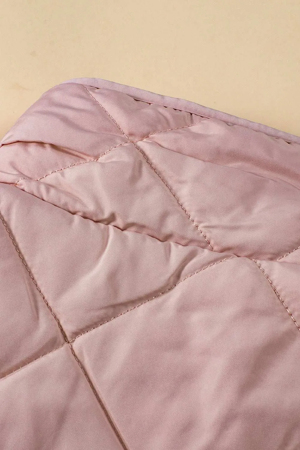 Pink Zip Up Fleece Lined Quilted Vest Coat - Warm and Stylish