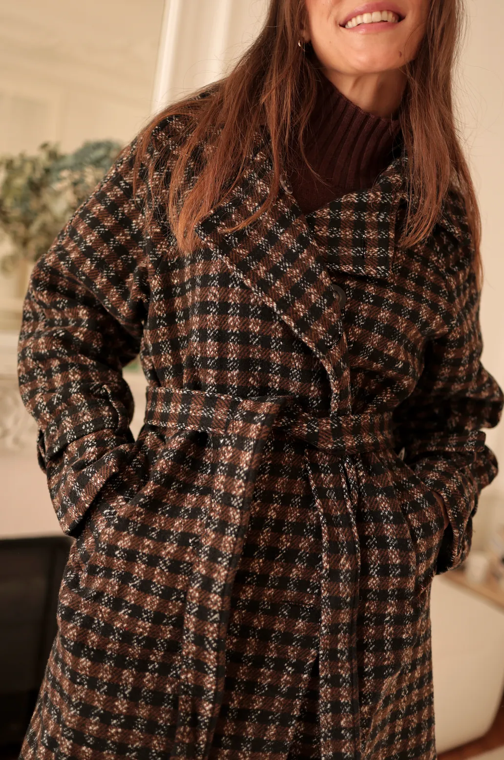 Plaid wool coat by Laura Laval Paris