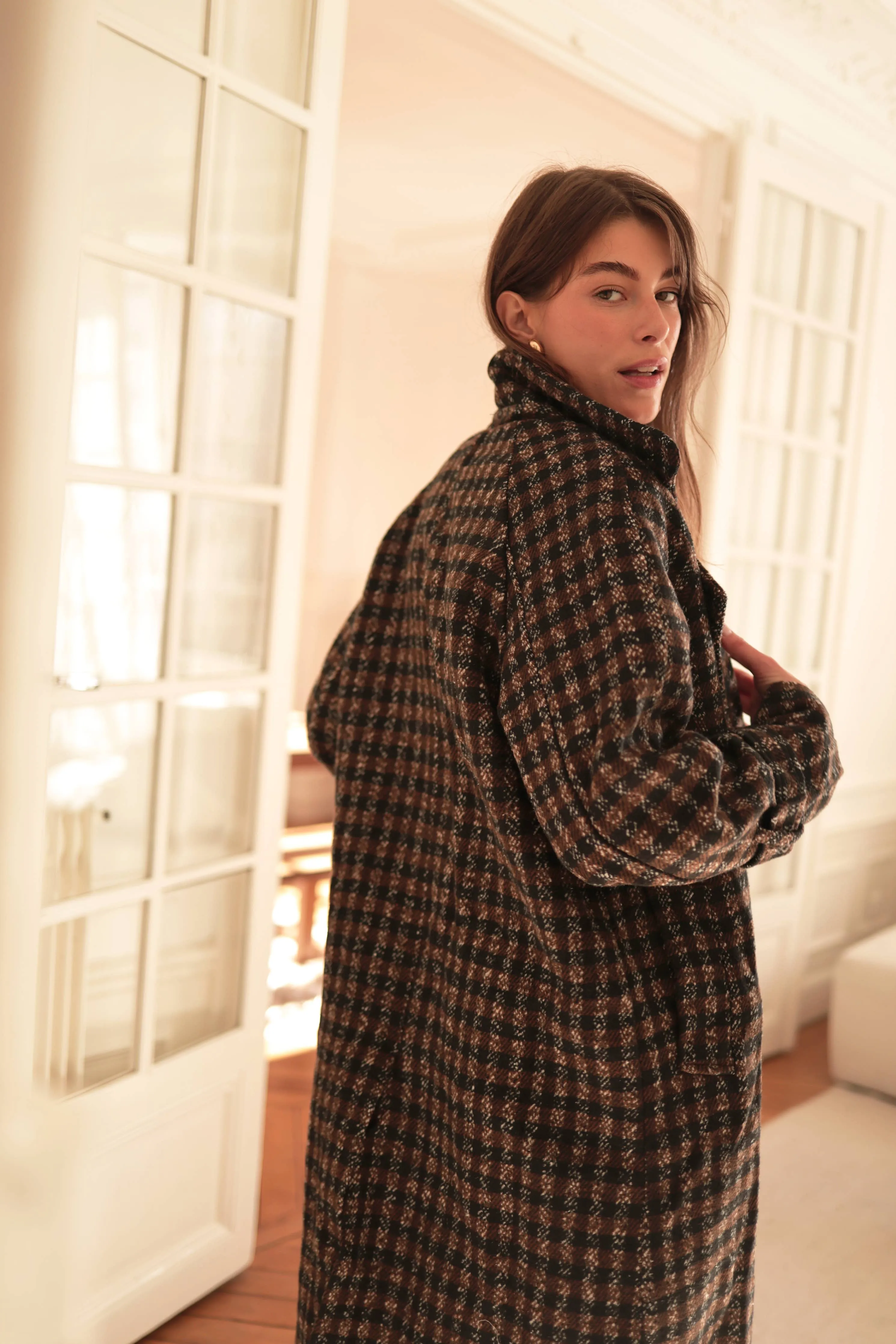 Plaid wool coat by Laura Laval Paris