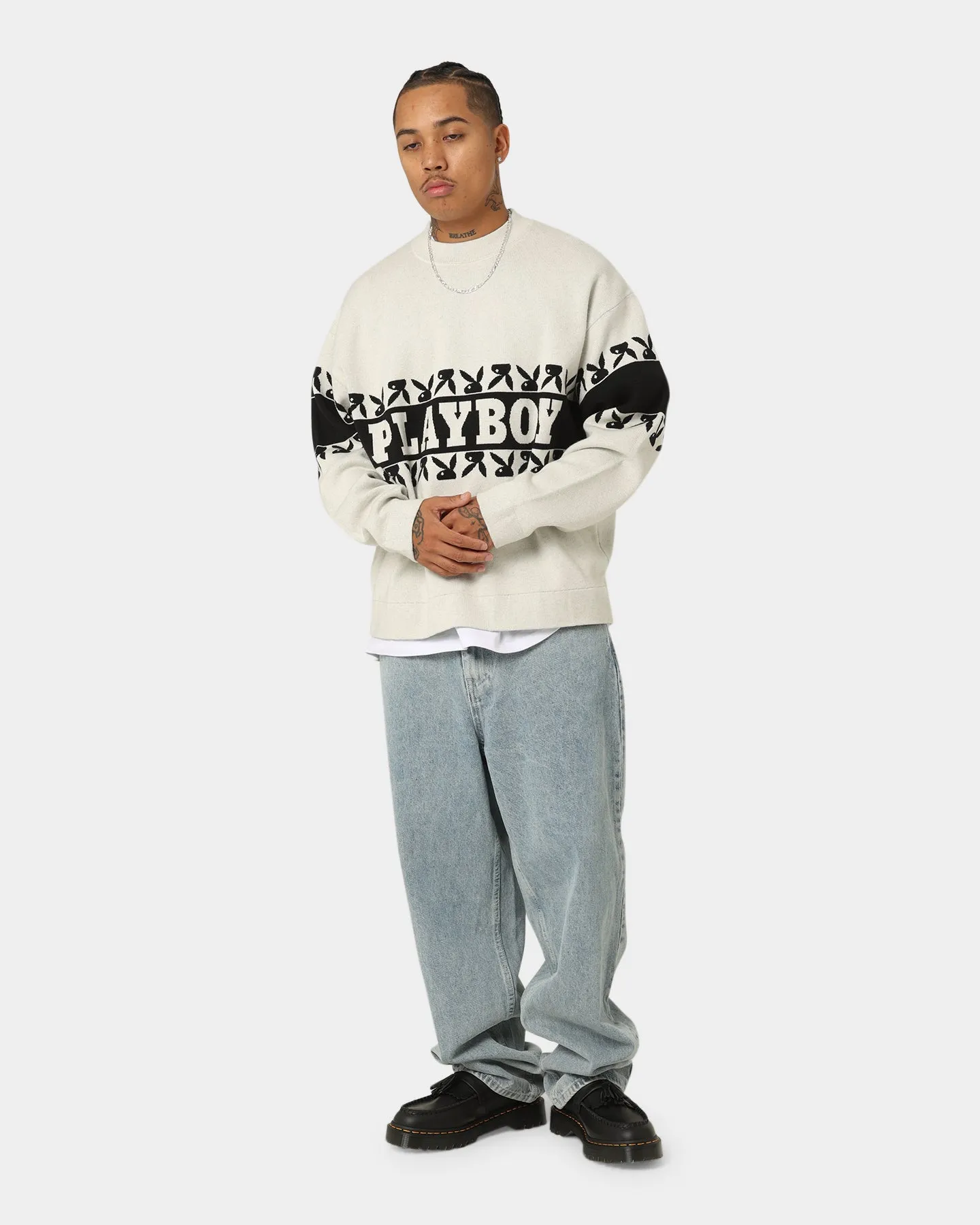 Playboy By CK Cozy Knit Sweater V2 Off White/Black