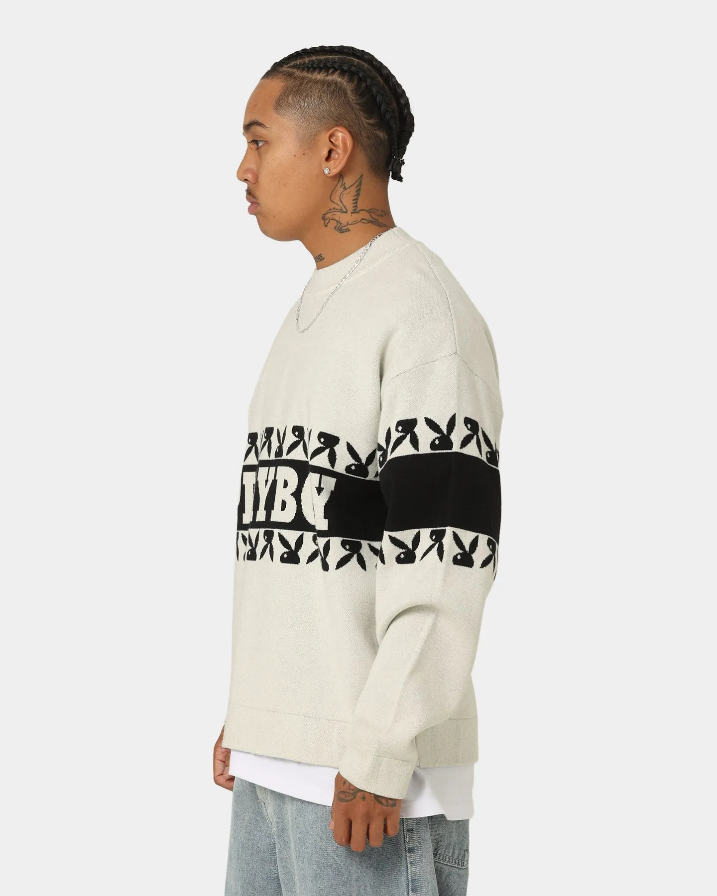 Playboy By CK Cozy Knit Sweater V2 Off White/Black