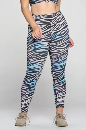 Plus Size Thunderbolt Zebra Print Active Leggings