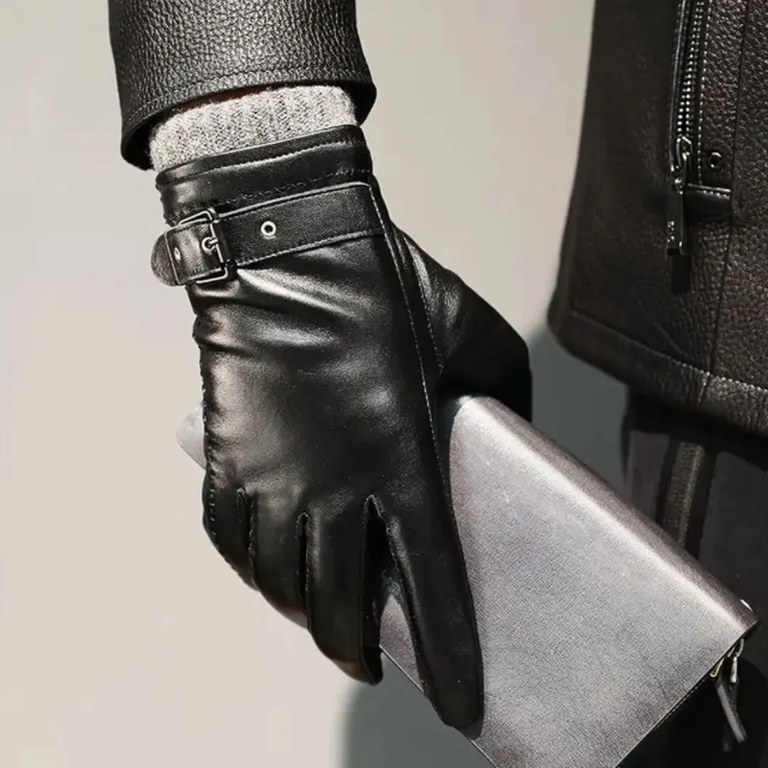 Premium Men's Cashmere Leather Gloves