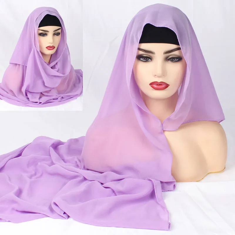 Pure Color Headscarf Set - Malay-Indonesia Hijab - Veil Long Scarf Women